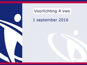 Voorlichting 4 vwo 1 september 2016 Onderwerpen voorlichtingsavond