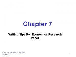 Writing tips for economics research papers