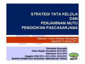 STRATEGI TATA KELOLA DAN PENJAMINAN MUTU PENDIDIKAN PASCASARJANA