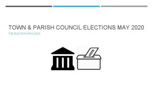 TOWN PARISH COUNCIL ELECTIONS MAY 2020 THE ELECTION