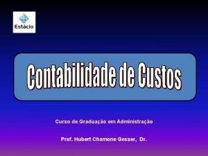 Curso de Graduao em Administrao Prof Hubert Chamone