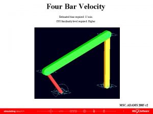 Four Bar Velocity Estimated time required 15 min