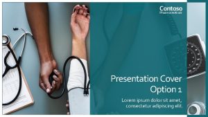 Contoso Pharmaceuticals Presentation Cover Option 1 Lorem ipsum