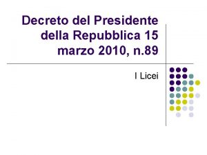 Decreto del Presidente della Repubblica 15 marzo 2010