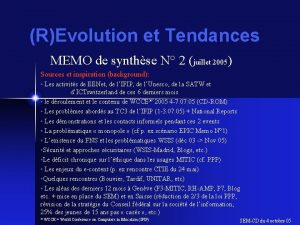 REvolution et Tendances MEMO de synthse N 2