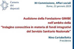 XII Commissione Affari sociali Roma 22 gennaio 2019