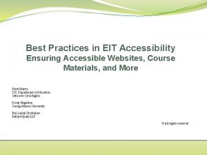 Best Practices in EIT Accessibility Ensuring Accessible Websites