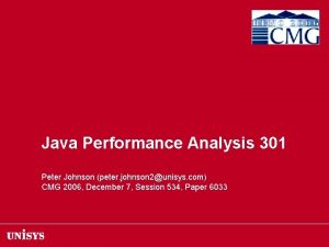 Java Performance Analysis 301 Peter Johnson peter johnson