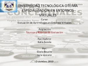 UNIVERSIDAD TECNOLGICA OTEIMA ESPECIALIZACIN EN ENTORNOS VIRTUALES Curso