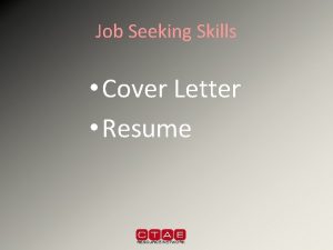 Job Seeking Skills Cover Letter Resume Cover Letter
