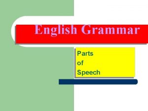 English Grammar Parts of Speech Eight Parts of