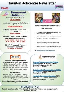 Taunton Jobcentre Newsletter 120820 Sainsburys Driver Taunton 10