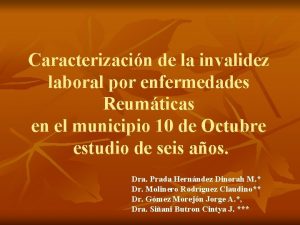 Caracterizacin de la invalidez laboral por enfermedades Reumticas