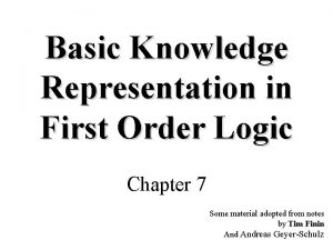 Basic Knowledge Representation in First Order Logic Chapter