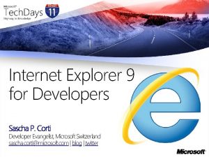 Internet Explorer 9 for Developers Sascha P Corti