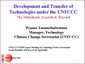 Development and Transfer of Technologies under the UNFCCC