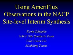 Using Ameri Flux Observations in the NACP Sitelevel