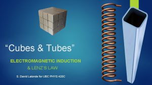 Cubes Tubes ELECTROMAGNETIC INDUCTION LENZS LAW S David