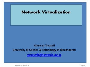 Network Virtualization Morteza Yousefi University of Science Technology