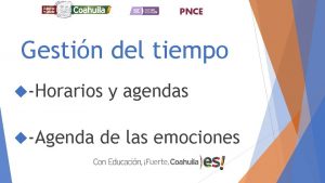 PNCE Gestin del tiempo Horarios Agenda y agendas