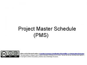 Project management master schedule