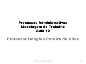Processos Administrativos Modelagem do Trabalho Aula 10 Professor