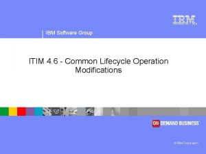 IBM Software Group ITIM 4 6 Common Lifecycle