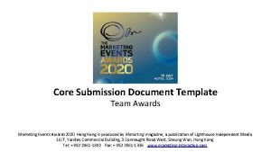 Core Submission Document Template Team Awards Marketing Events