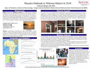 Measles Outbreak in Nkhoma Malawi in 2010 Olubunmi