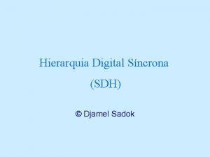 Hierarquia Digital Sncrona SDH Djamel Sadok Roteiro Djamel
