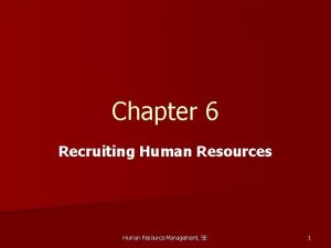 Chapter 6 Recruiting Human Resources Human Resource Management