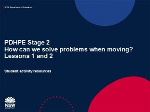 NSW Department of Education PDHPE Stage 2 How