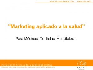 Marketing aplicado a la salud Para Mdicos Dentistas