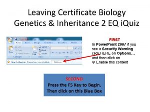 Leaving Certificate Biology Genetics Inheritance 2 EQ i