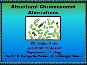 Structural Chromosomal Aberrations DR Neha Antal Assistant Professor