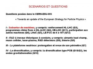 SCENARIOS ET QUESTIONS Questions poses dans le CERNESU005