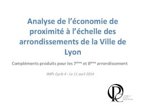 Analyse de lconomie de proximit lchelle des arrondissements