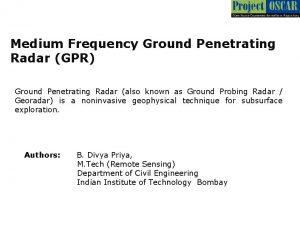 Medium Frequency Ground Penetrating Radar GPR Ground Penetrating
