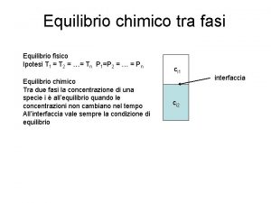 Equilibrio chimico tra fasi Equilibrio fisico Ipotesi T