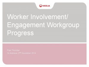 Worker Involvement Engagement Workgroup Progress Paul Thornber St