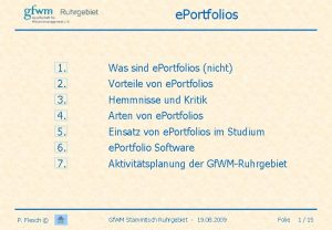 e Portfolios P Flesch 1 Was sind e