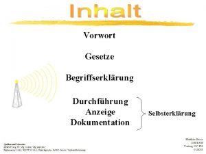 Vorwort Gesetze Begriffserklrung Durchfhrung Anzeige Dokumentation Quellen und