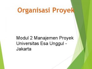 Organisasi Proyek Modul 2 Manajemen Proyek Universitas Esa