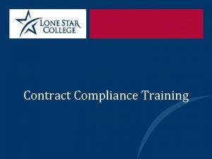 Contract Compliance Training Department Personnel Office of the