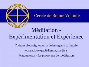 Mditation Exprimentation et Exprience Thmes denseignements de la