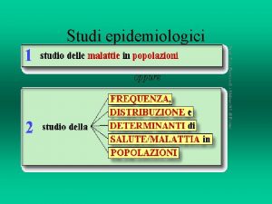 Studi epidemiologici definizioni e scopi dellepidemiologia Lepidemiologia la