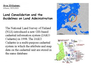 Arvo Vitikainen Athens 30 5 2003 Land Consolidation