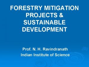 FORESTRY MITIGATION PROJECTS SUSTAINABLE DEVELOPMENT Prof N H