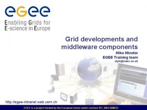 Grid developments and middleware components Mike Mineter EGEE