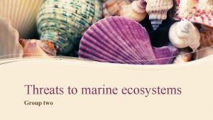 Threats to marine ecosystems Group two The marine